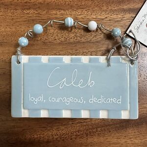 Department 56 Sandra Magsamen Boys Name Tag Ornament Decor Ceramic Plaque CALEB